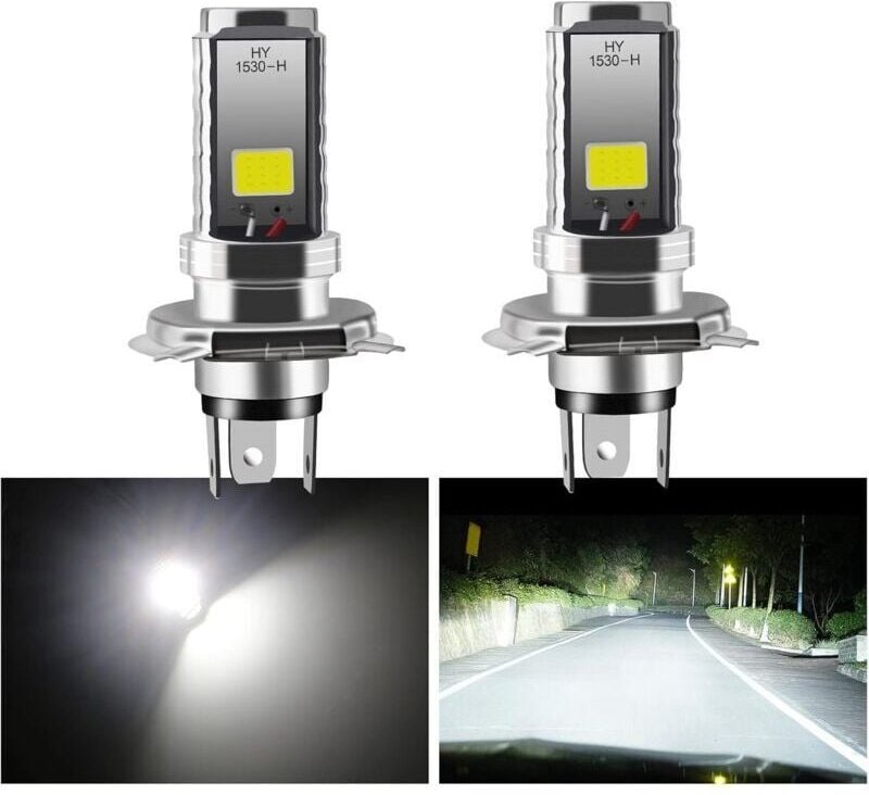 2 PCS H4 LED-Lampen, 12 V Motorrad-/Autoscheinwerfer, 12 W COB LED-Lampen für Scheinwerfer, Fern-/Abblendlicht