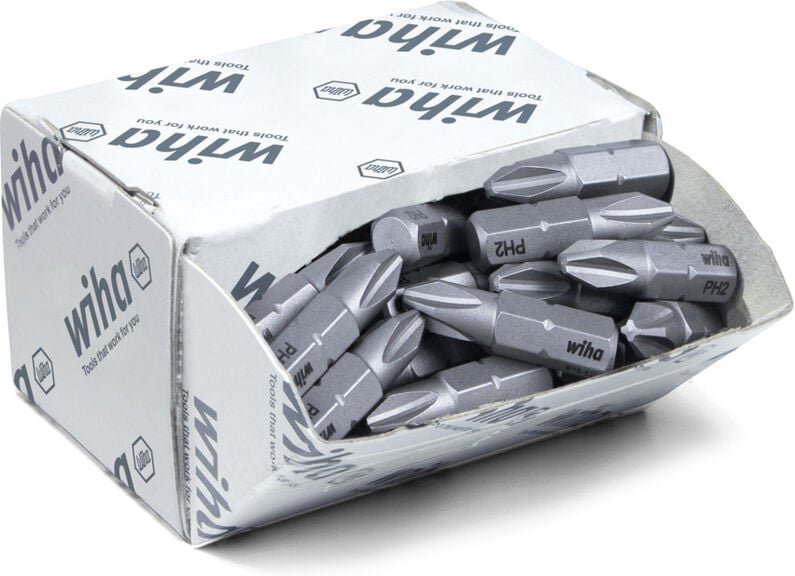 Bit Set Standard 25 mm Phillips (PH2) 50-tlg. 1/4' C6,3 in Großpackung (08048) - Wiha
