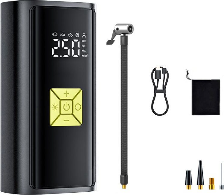 Lntyq - Tragbarer Luftkompressor, Mini-Tragbarer Luftkompressor 4500 mAh, 150 PSI-Pumpe, Fahrrad-Inflator mit Digitalanz...