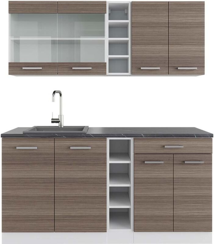 Vicco - Singleküche R-Line, Edelgrau/Weiß, 160 cm , ap Anthrazit