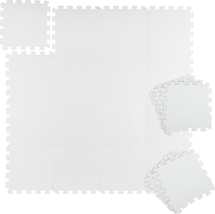 48 x Bodenschutzmatte, 30x30cm, Unterlegmatte, für Fitness & Sportgeräte, 4,32 m², Lärm- & Trittschutz, weiß