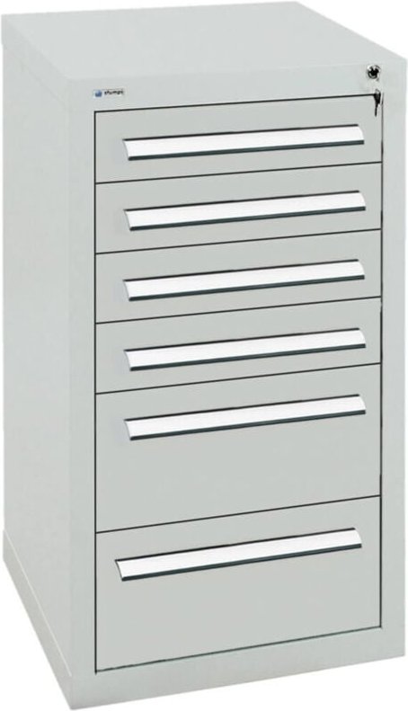 Schubladenschrank Serie T-100/35-1, 6 Schubladen lichtgrau (4x100, 2x200mm) - Stumpf