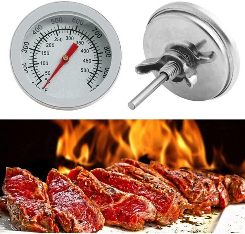 Grillthermometer, Edelstahl-Ofenthermometer, max. 500 °C/1000 °F, analoges Anzeigethermometer für Backofen, Pizzaofen, H...