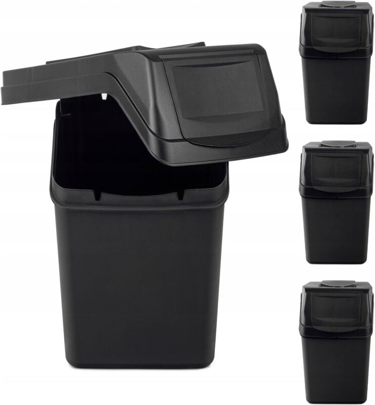 Thumbnail - 4er-Set Recycling-Mülleimer 25 l mit Aufklebern - Kadax