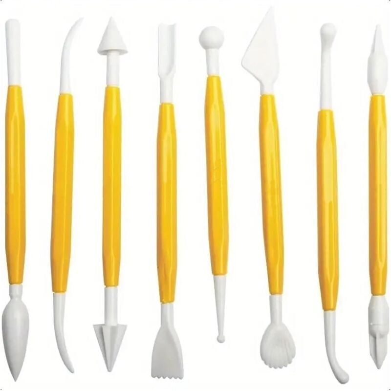 Bluedeer - 8 Stück Fondant Modellierwerkzeug Set, Inklusive Ball Stylus Und Tonbildhauerwerkzeug, Torten Zubehör, Ideal ...