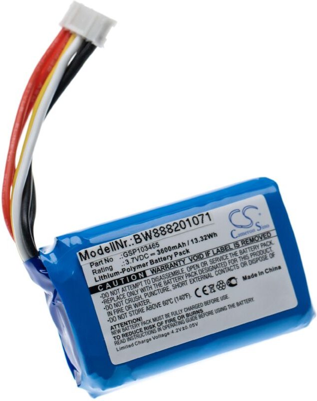Vhbw - Akku Ersatz für jbl GSP103465 für Lautsprecher Boxen Speaker (3600 mAh, 3,7 v, Li-Polymer)