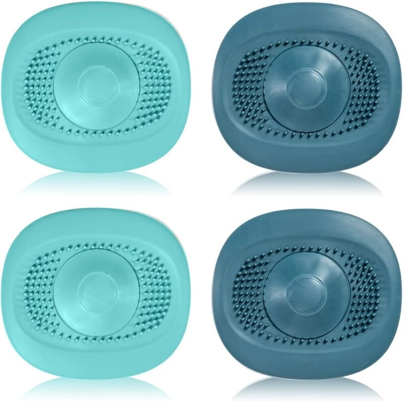 Dusch-Haarfänger, Küchenspülen-Stopper, 4 weiche Silikon-Abflussfilter mit starker Adsorption, kann Vortex drücken, um d...