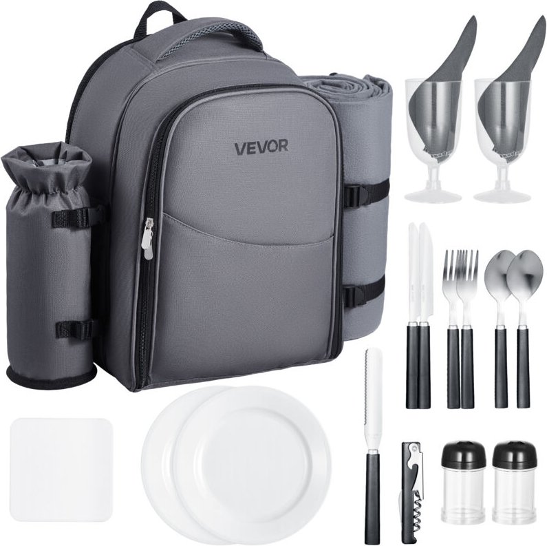 Picknickrucksack Picknicktasche (20 l) für 2 Personen mit isoliertem & geräumigem Kühlfach & abnehmbarem Flaschen-/Weinh...