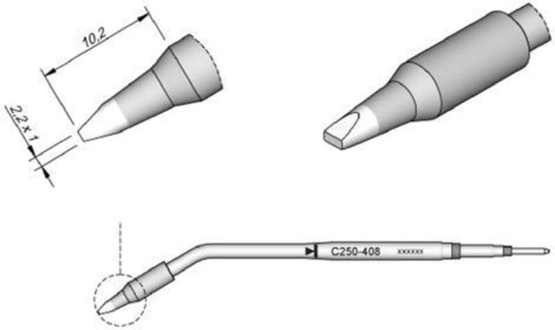 JBC - Lötspitze Serie C250, Meißelform, C250408/2,2 x 1 mm, gerade