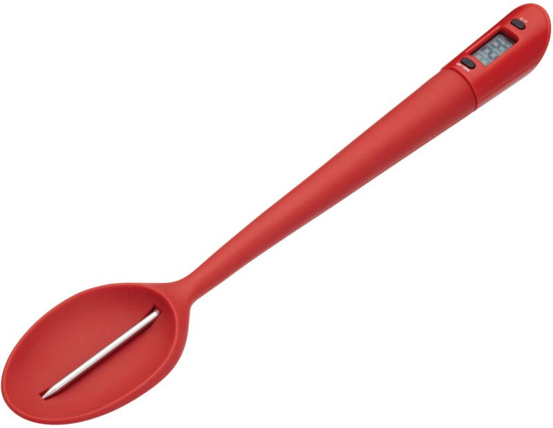 KitchenCraft HomeMade Löffel de Silikon mit Thermometer de Edelstahl Inklusive 32 cm Rot