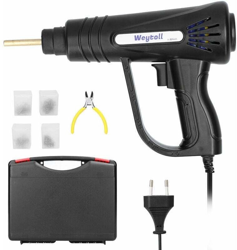 70-W-Handschweißgerät, Reparaturset für Risse in Kunststoffplatten mit 4 Schachteln Heftklammern (schwarz)