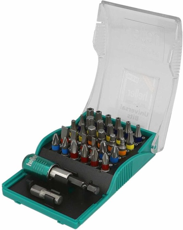 Tools 28913 9 Bit-Set 32teilig Kreuzschlitz Phillips, Kreuzschlitz Pozidriv, Schlitz, Sechsr - Heller