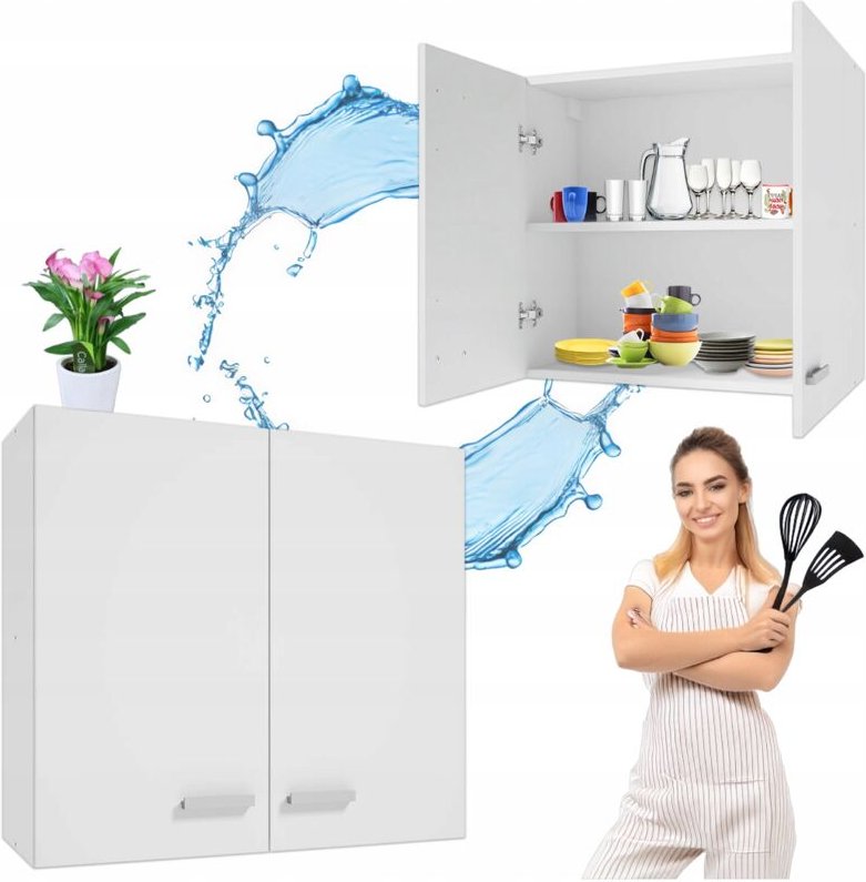 STAMAR Hängeschrank Küche - 60 x 60 x 31 cm - Weiß - Elegant und funktional - Mit Chromgriffen