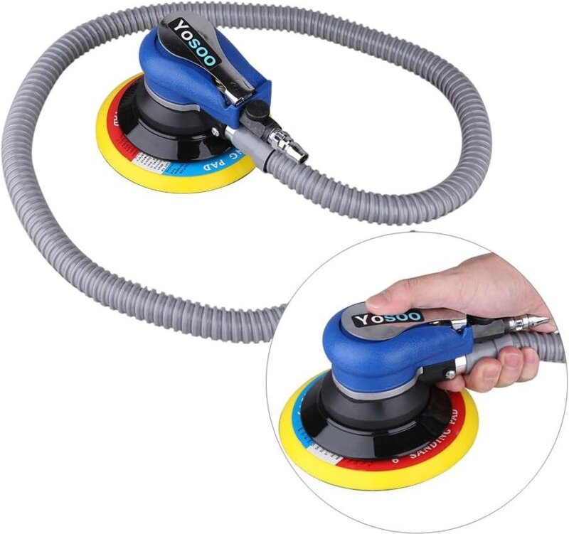 Ej.life - Druckluft schleifgerät mit Staubbeutel, 150mm Polierer mit Eingebauter Regler zur Geschwindigkeitsregelung, Ex...