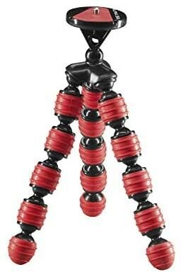 Cullmann - Flexibles Mini-Mobilstativ Alpha 350 mit Smartphone-Halterung, rot, Tragfähigkeit 1 kg, Gewicht 204 g