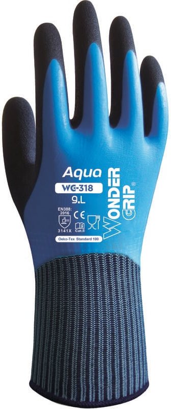 Thumbnail - Wasserdichter Arbeitshandschuh Wonder Grip aqua WG-318 Latex Nylon 11/XXL