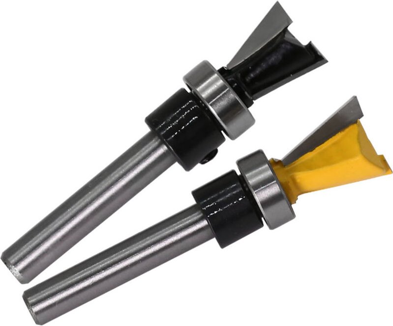 2 Stück 6,35 mm Schaftlager-Fräser-Schwalbenschwanz-Set für Holzbearbeitung 12,7 mm und 15,9 mm Schwarz und Gelb - Lntyq