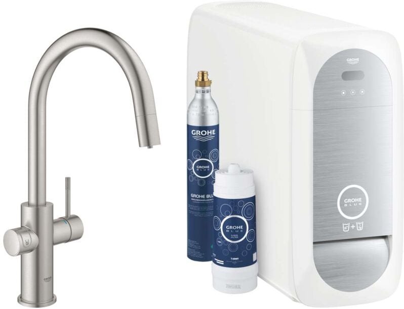 Blue Home - Spültischarmatur Connected, mit Kühleinheit und Wasserfilter, SuperSteel 31541DC0 - Grohe