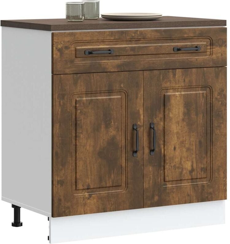 Küchenunterschrank Kalmar Räuchereiche Holzwerkstoff - Vidaxl