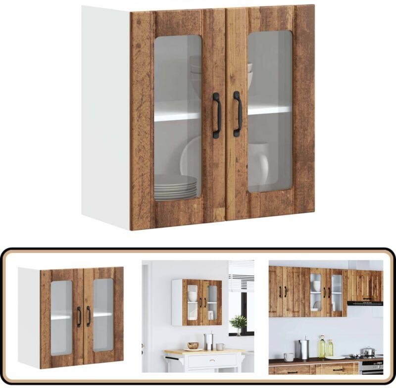 Küchen-Hängeschrank mit Glastür Altholz-Optik Holzwerkstoff - Vidaxl