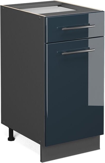 Vicco - Küchenschränke Fame-Line, Dunkelblau Hochglanz, 40 cm ohne Arbeitsplatte