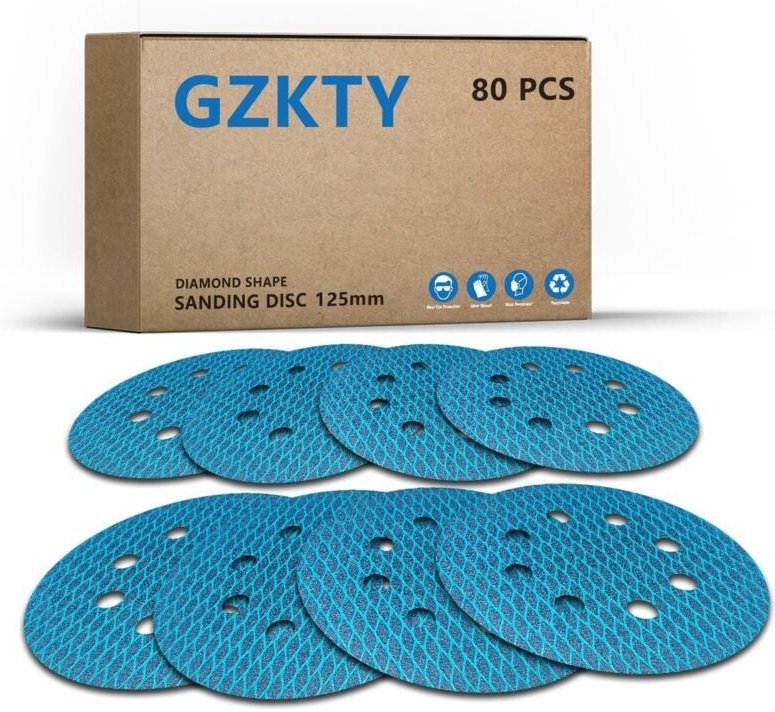 80 Stück 125 mm Klett-Schleifscheiben – 8 Löcher – 60 bis 400 – Rautenform – verstopfungsbeständig für Exzenterschleifer