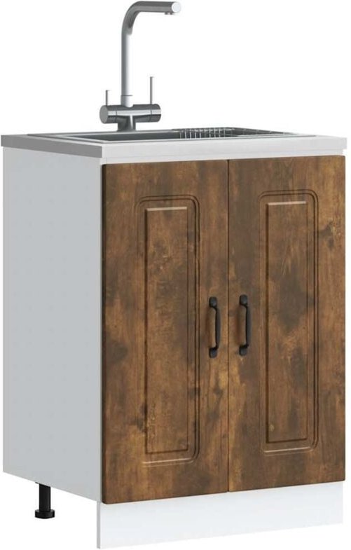 Spülenunterschrank Kalmar Räuchereiche 60x46x81,5 cm - Vidaxl