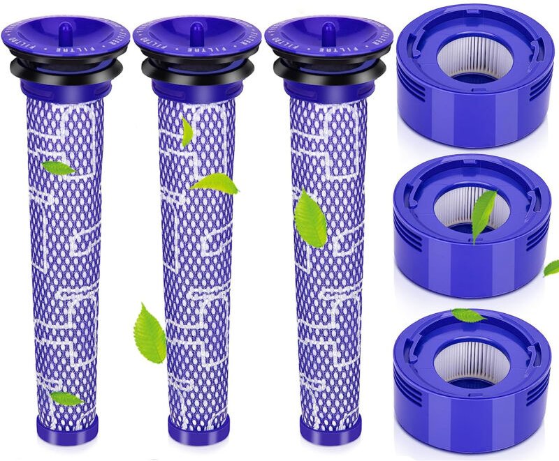 Ersatz-Staubsaugerfilter für Dyson V8 V7 Absolute Animal Motorhead, 3 HEPA-Nachfilter, 3 Vorfilter, Ersatzteil, ersetzt ...