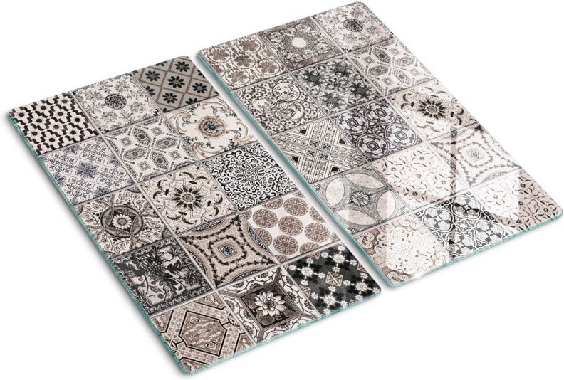 Tulup - Glasschneideplatten - Schneidebrett aus Glas - Herdabdeckplatten - Gehärtetes Glas – 2x30x52 cm (2er Set) - Kera...