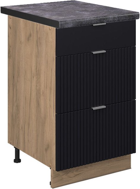 Vicco - Küchenunterschrank Fame-Line, Schwarz gestreift, 50 cm , ap Anthrazit