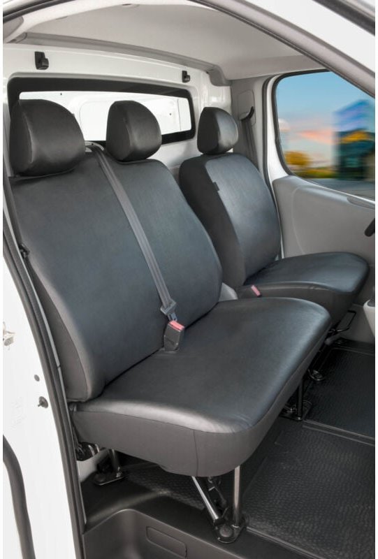 Walser - Passform Sitzbezug aus Kunstleder kompatibel mit Opel Vivaro/Renault Trafic/Nissan Primastar, Einzel & Doppelba...