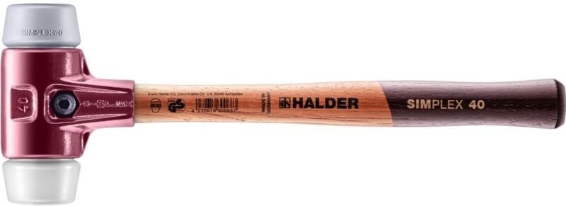 SIMPLEX-Schonhammer, TPE-mid / Superplastik mit Tempergussgehäuse und hochwertigem Holzstiel D=40 mm 3037.040
