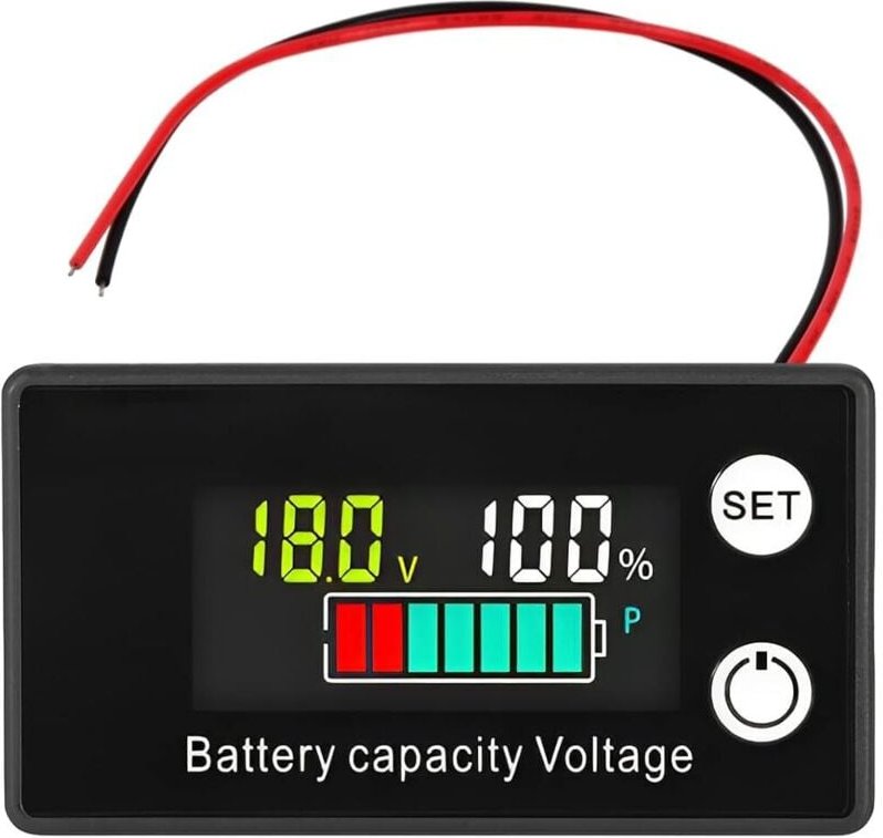 Batterietester, DC 12 V 24 V 36 V 48 V 72 V Batteriemessgerät Temperaturalarm, Batterietester, Blei-Säure-Batterie-Kraft...