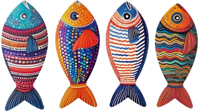 Signes Grimalt - Fisch-Untersetzer, 4 Einheiten, nautische Dekoration für die Küche, praktisches und farbenfrohes Access...