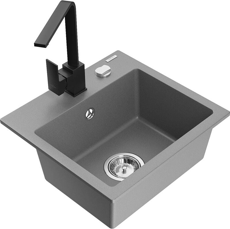 Milo 1-Becken-Granit-Spüle mit Mischbatterie Rita, Grau - 6505-71-670300-70 - Mexen