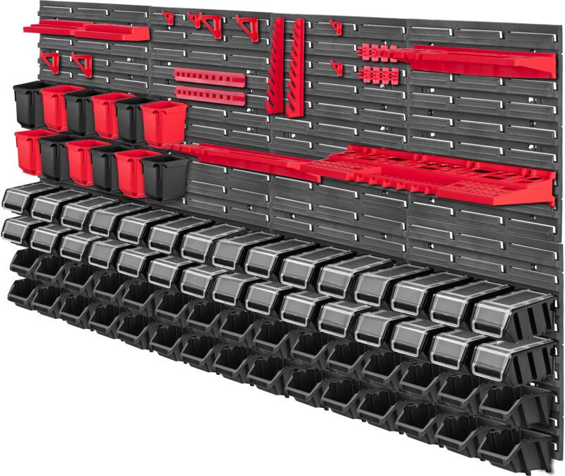 Werkstattwandregal, Wandplatten, 156 x 78 cm, Rot und Schwarz, 97 tlg. - Kadax