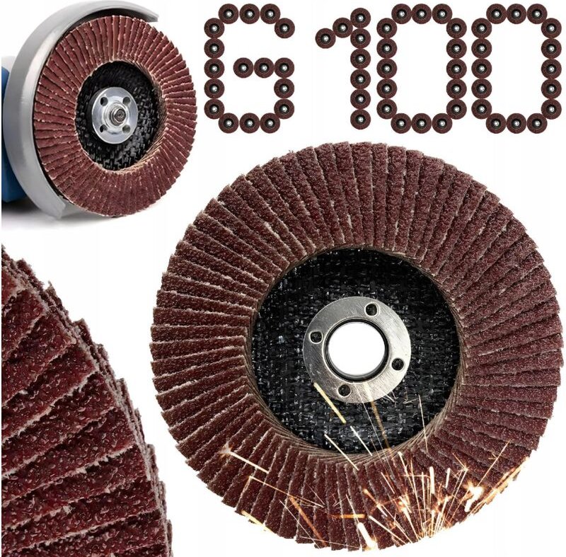 Fächerscheibe zum Schleifen, 125 mm, P100, GR100, Metall, Stahl, Holz