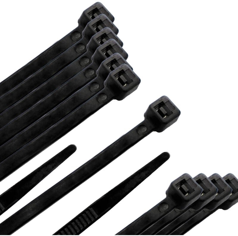 Trense aus 100 % Nylon. Schwarze Farbe 3,5 x 200 mm. (Beutel 100 Einheiten)