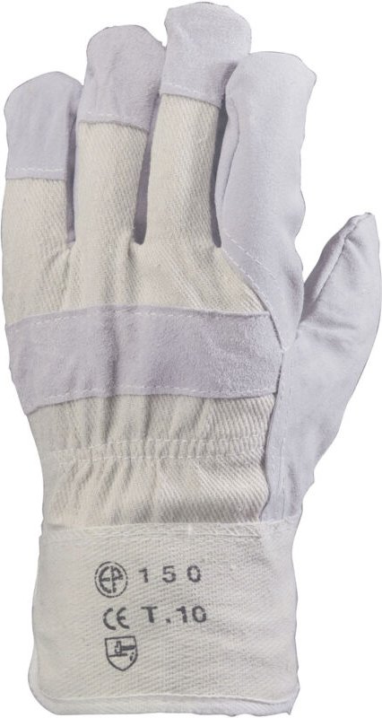 Set von 120 - Handwerks-Handschuhe Docker Rindsleder Obermaterial Weiß Größe 10