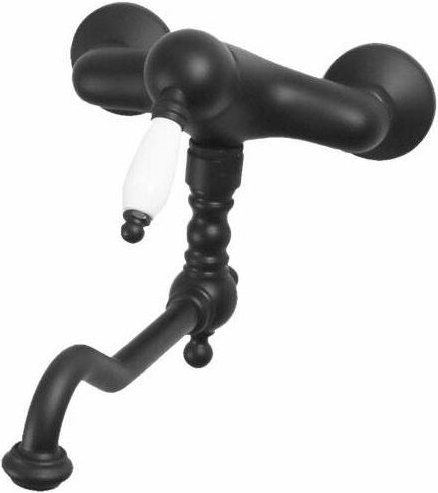 Gattoni Rubinetteria - Spültischmischer zur Wandmontage mit verstellbarem Auslauf schwarz matt Gattoni Orta Old 2762/27N...