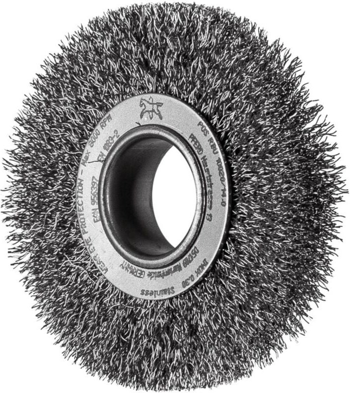 PFERD TOOLS Rundbürste breit ungezopft RBU Ø100x20xvariable Bohrung Edelstahl-Draht-Ø0,30 Schleifbock