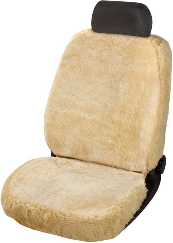 Autositzbezug Nineve aus Lammfell, PKW-Schonbezug Einzelsitz, ZIPP-IT Lammfellbezug mit Reißverschluss beige