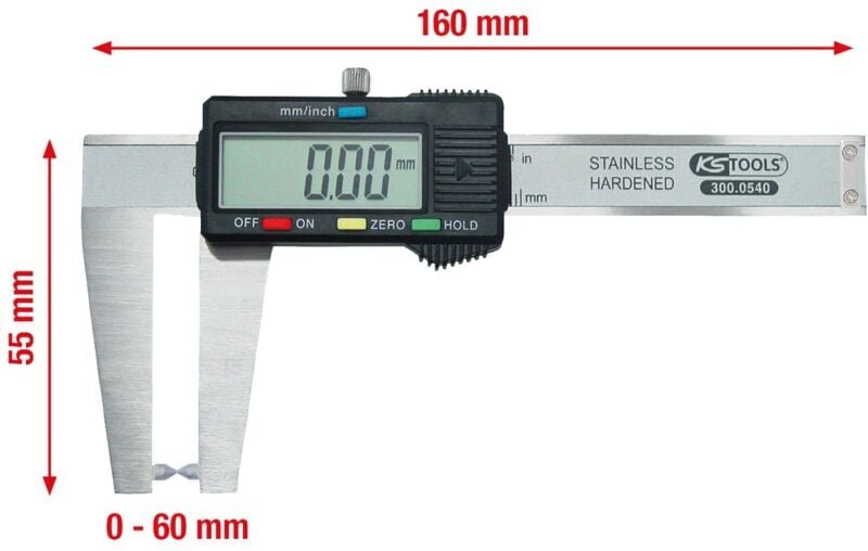 Ks Tools Digital-Bremsscheiben-Messschieber 0-60 mm, 160 mm