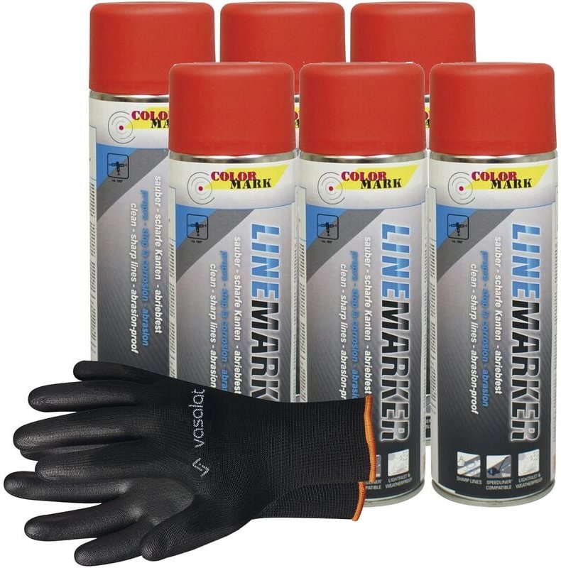 Vasalat - Dupli-Color Bodenmarkierungsspray für dauerhafte und stark abriebfeste Linien - Markierungsspray rot, 6 Stück