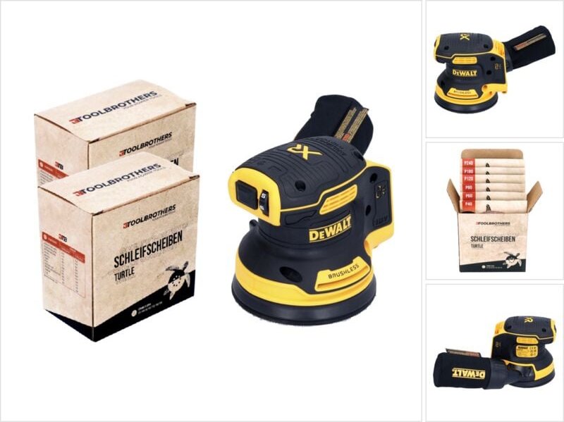 Thumbnail - DeWalt DCW 210 N Akku Exzenterschleifer 18 V 125 mm Brushless Solo + 2x Toolbrothers TURTLE Schleifscheiben Set