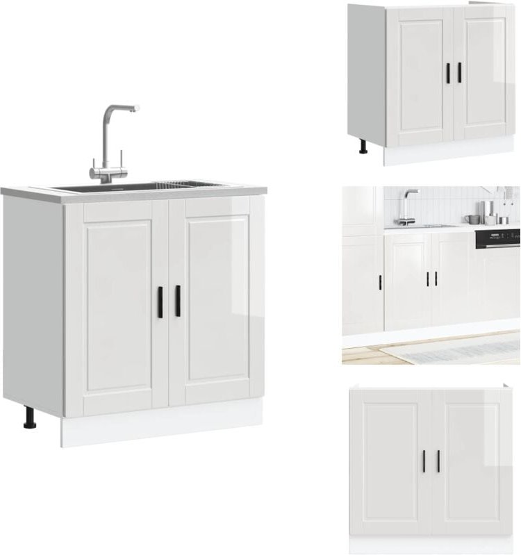 Spülenunterschrank Porto Hochglanz-Weiß 80x46x81,5 cm - Spülenunterschrank - Spülenunterschränke - Küchenunterschrank - ...