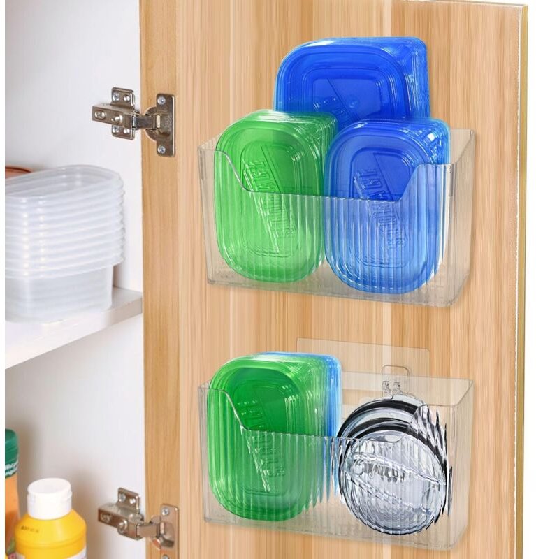 2er-Pack selbstklebender Schranktür-Organizer, transparenter Schrankdeckel-Organizer, an der Wand montierter Speisekamme...