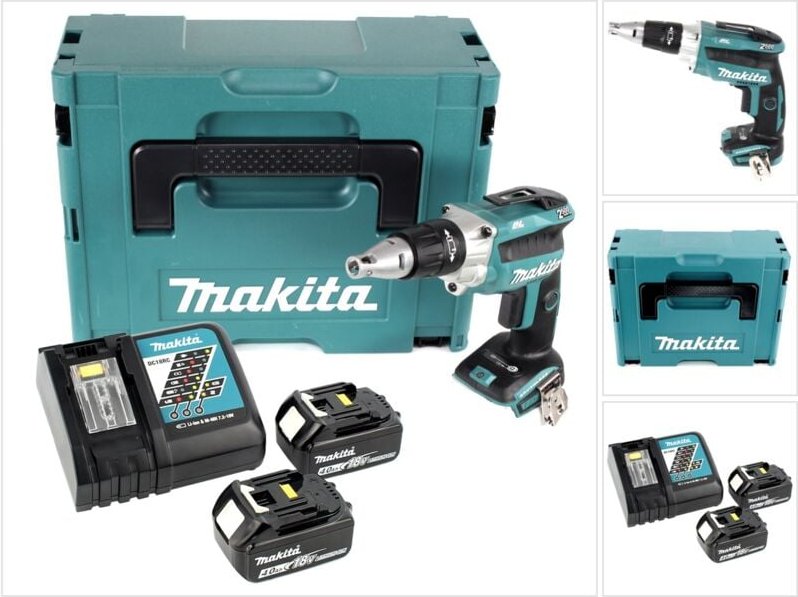 Thumbnail - Dfs 250 rmj Akku Trockenbauschrauber 18 v Brushless + 2x Akku 4,0 Ah + Ladegerät + Makpac - Makita