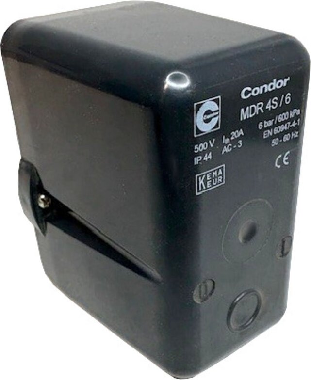 Condor Druckschalter 4S / 6 500V 20A 6bar inkl. Anschlussgewinde und 2 Anschlusskabel