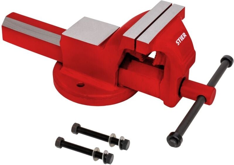 STIER Parallelschraubstock, Spannweite 125 mm, Größe 100 mm, Schraubstock mit breiter Ambossfläche, hohe Spannkraft, ink...